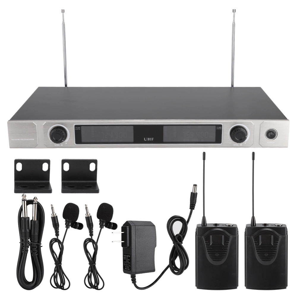 Waist-hanging Type Portable UHF Wireless Microphone for Karaoke Weddings Public Speaking US Plug 100-240V724.9~753.4MHz