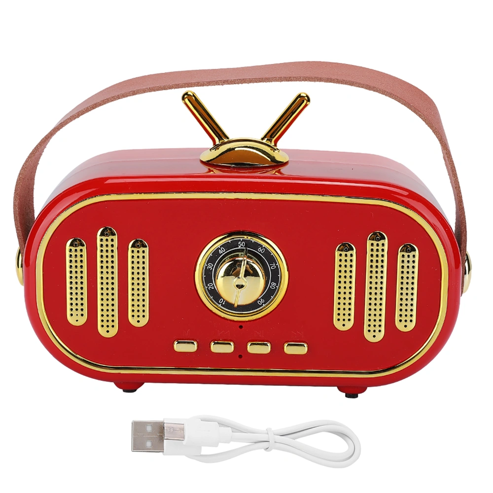 Mini Portable Retro Wireless Bluetooth Speaker Rechargeable Plugin Card Music Player(Red )