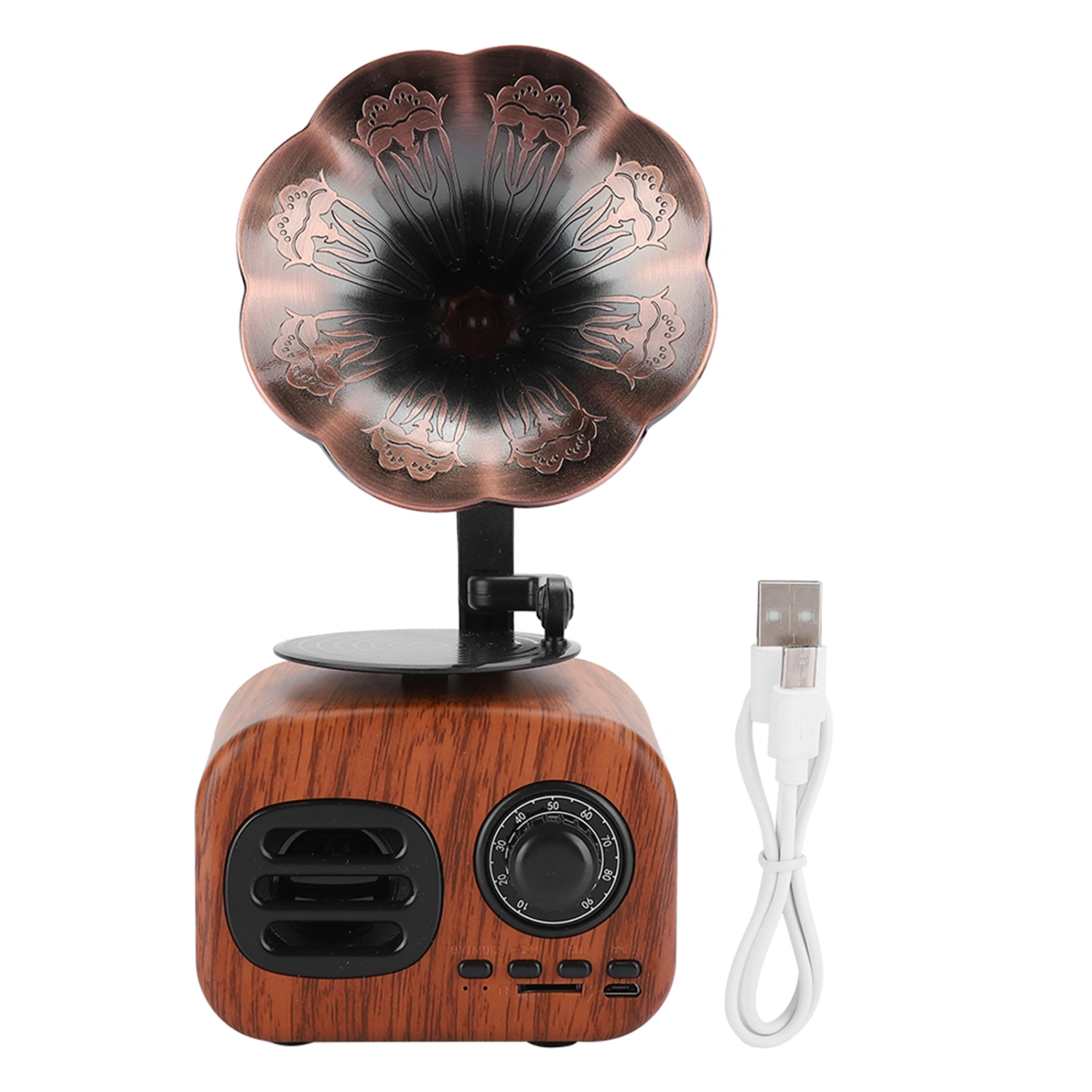 Mini Retro Bluetooth Smart Speaker Portable Loudspeaker Music Player for Desktop LaptopWalnut color