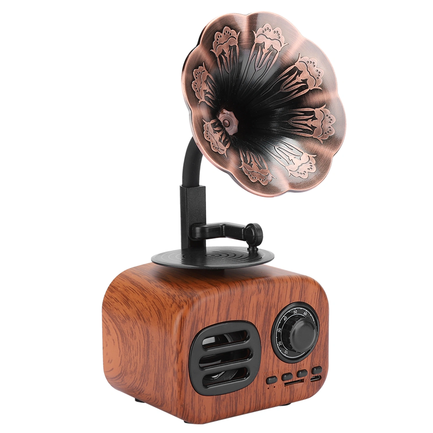 Mini Retro Bluetooth Smart Speaker Portable Loudspeaker Music Player for Desktop LaptopWalnut color
