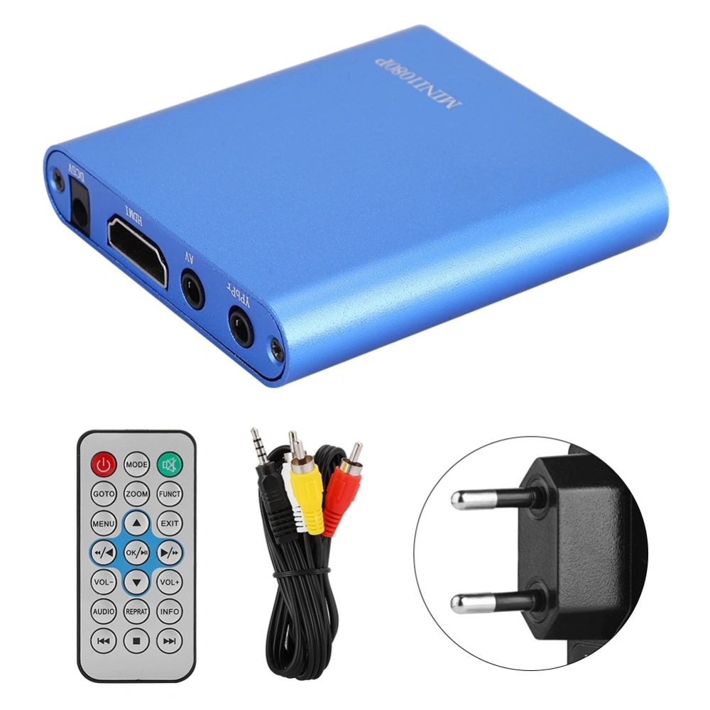 Mini 1080P HDMI Digital Media Player Hard Disk Decoder with Remote Control (100-240V)Blue EU