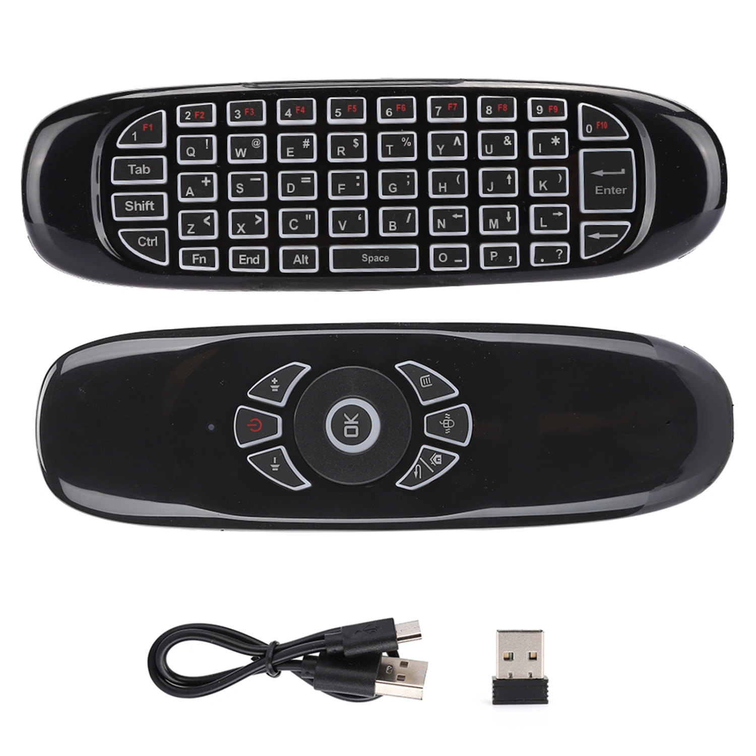 C120 USB 2.4G Motion Sensing Air Fly Remote Mouse Keyboard with Colorful Backlight