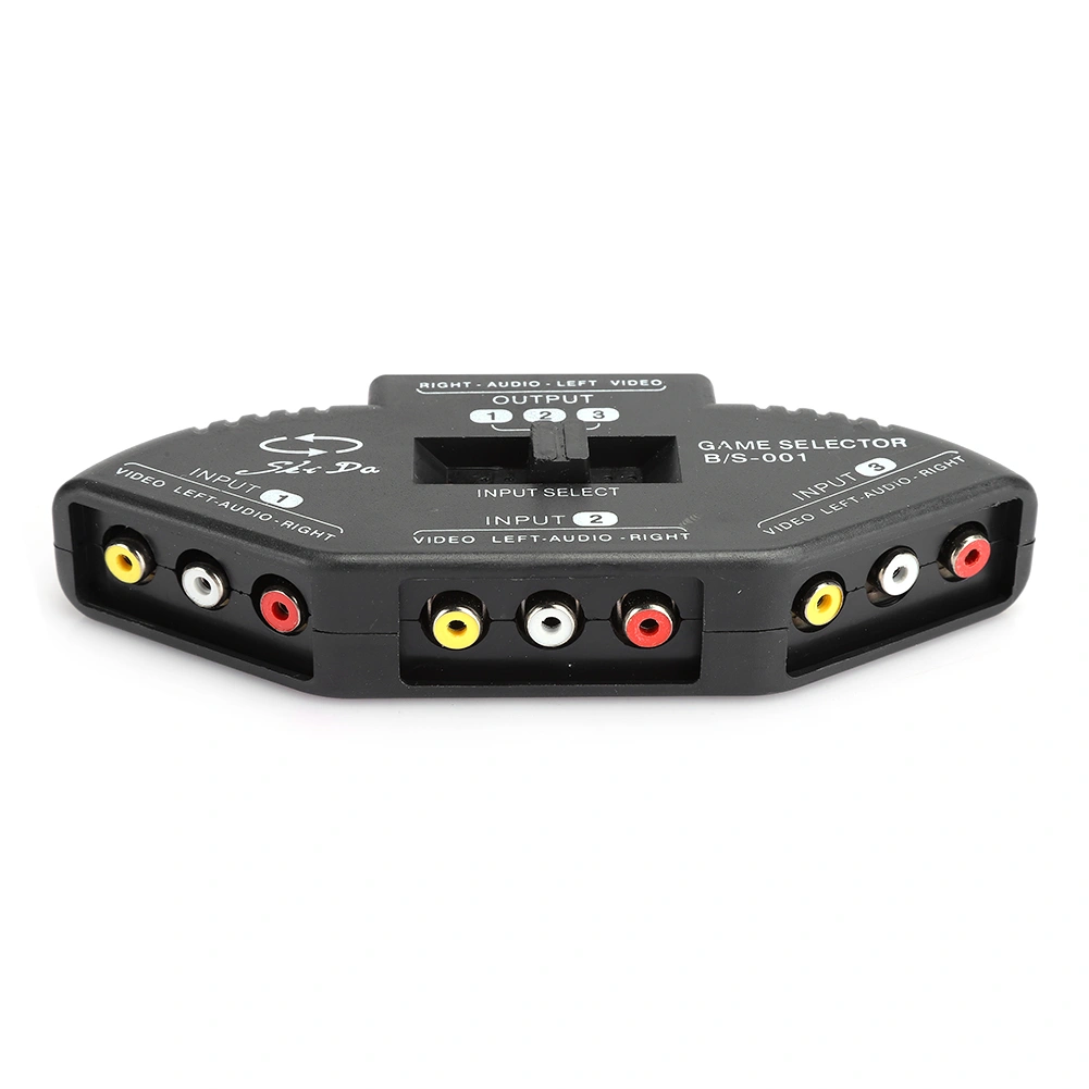 3 In 1 Out Audio Video RCA Splitter Black Switch Selector with AV Cable for DVD VCD VCRBlack