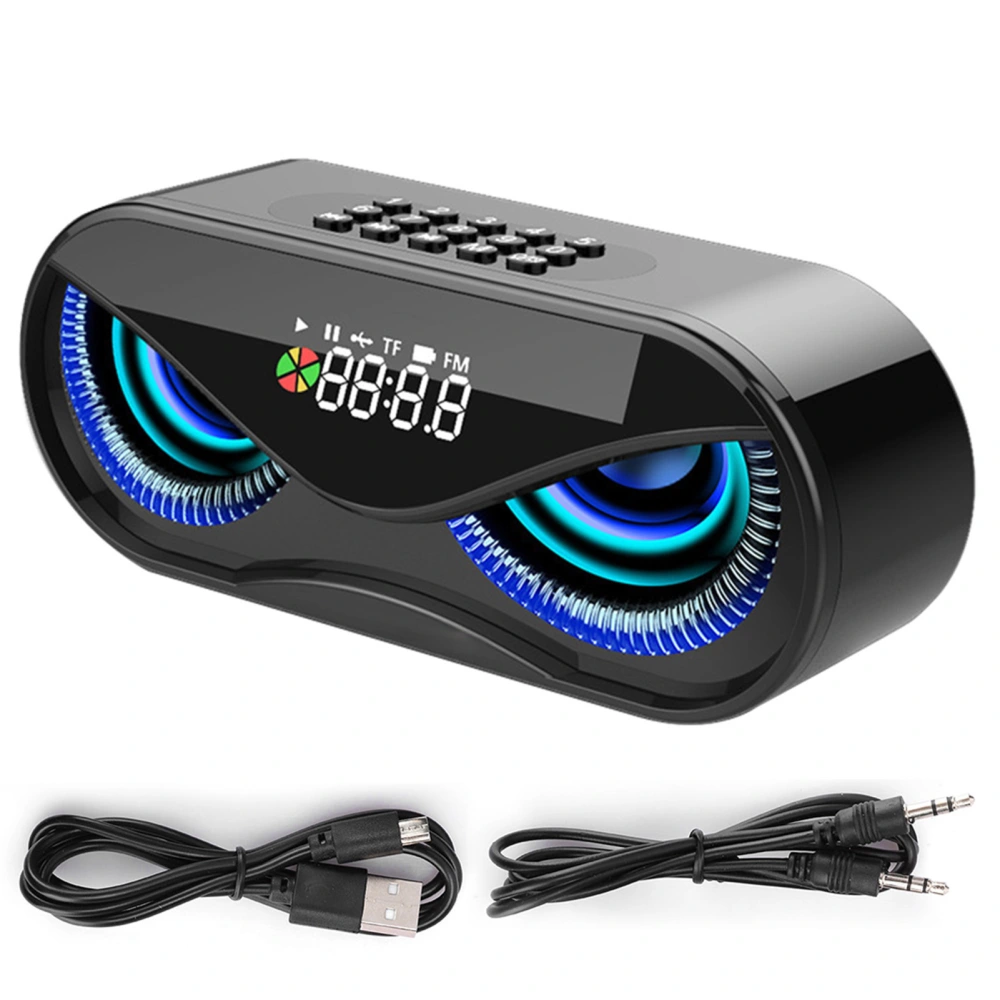 ABS Multifunction Alarm Clock Bluetooth Speaker Voice Prompt Call Function Independent Diaphragm Flashing Colorful Light Loudspeaker BoxBlack