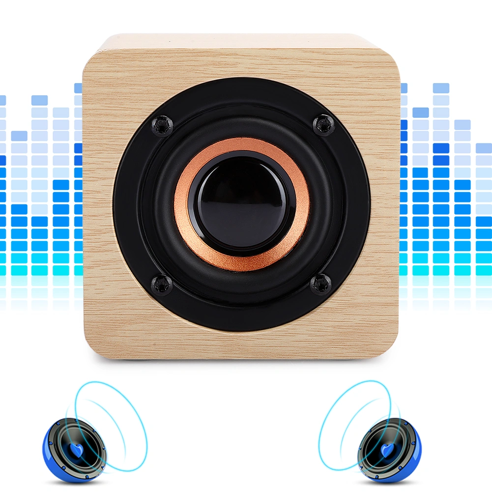 Mini Yellow Small Wooden Wireless Bluetooth Speaker USB Charging Portable Cube