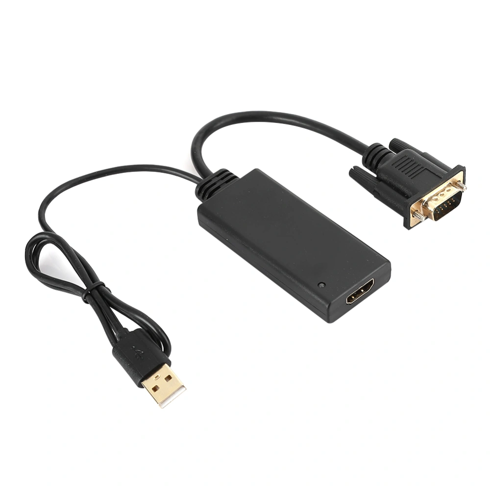 ABS Black VGA to HDMI Converter USB with Audio Switcher Adapter for Computer PC Laptop DVDBlack