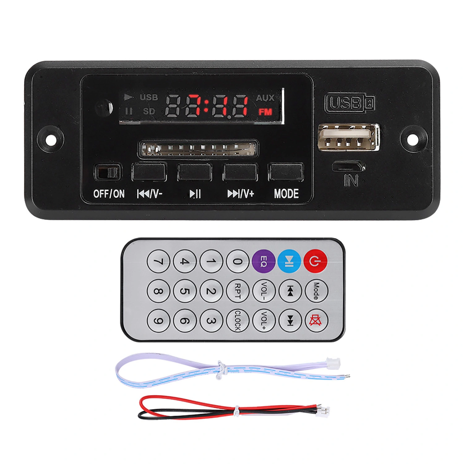 5V MP3 Audio Decoder Module USB FM Radio MP3 Decoding Board Music Player with Power AmplifierBlack