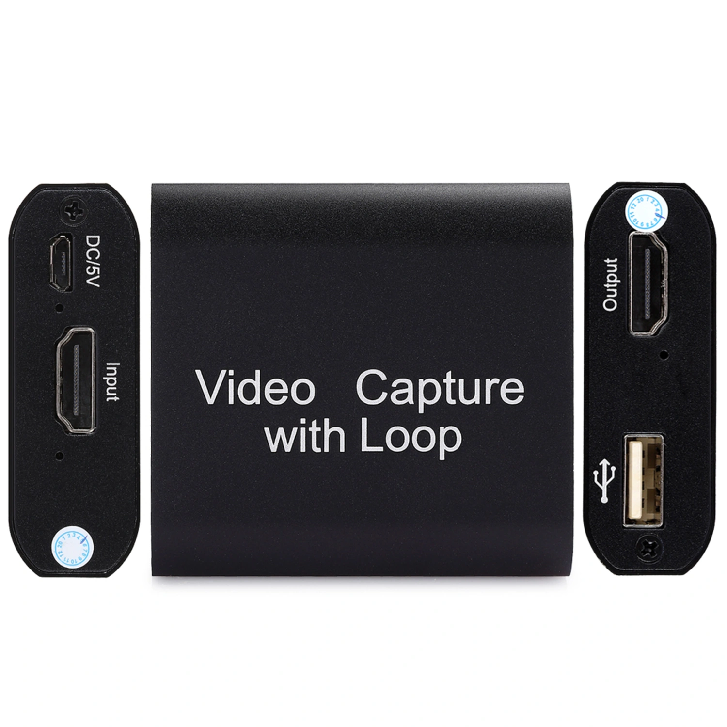 HDMI Capture Card with Loop Out USB 2.0 Collector Streaming Realtime Live Video Recording(black )