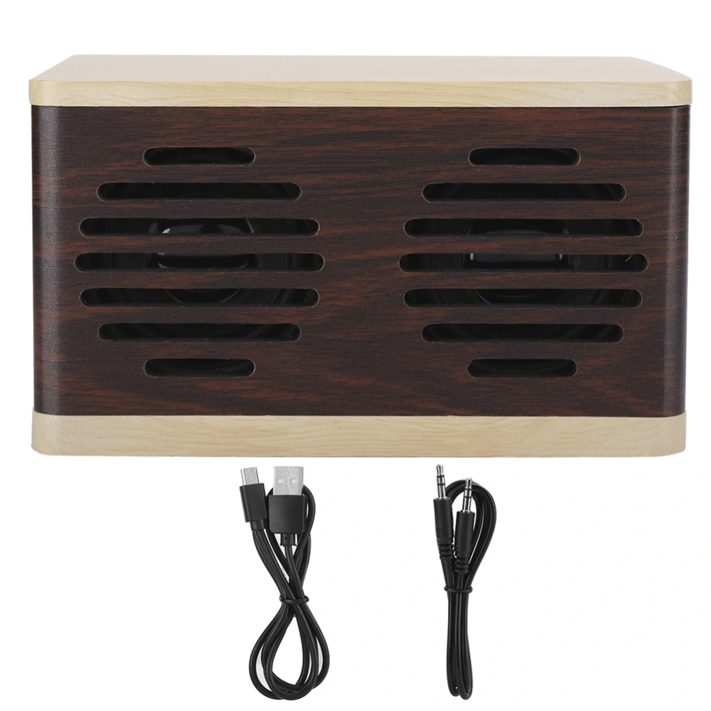 D7 Splicing Wood Grain Portable Subwoofer Mini Bluetooth Speaker with Audio and Charging Cable