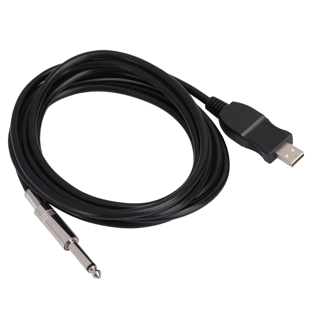 Portable Guitar USB Audio Cable Computer Wire Link Connection Instrument Adapterblack 300cm