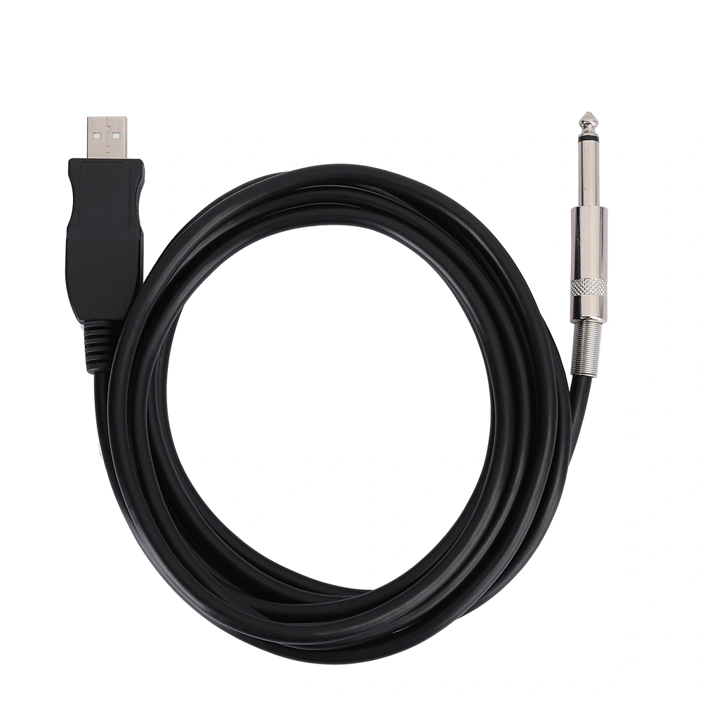 Portable Guitar USB Audio Cable Computer Wire Link Connection Instrument Adapterblack 300cm