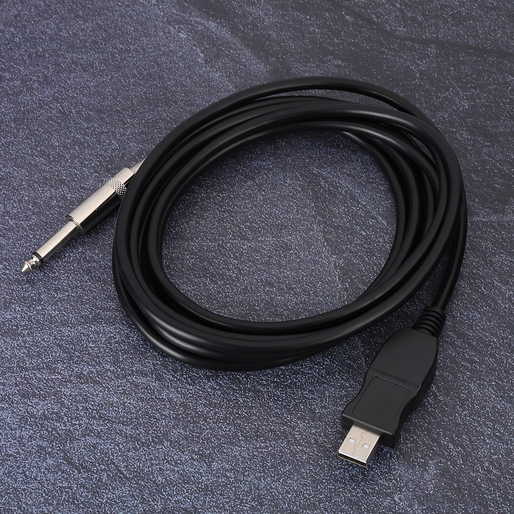 Portable Guitar USB Audio Cable Computer Wire Link Connection Instrument Adapterblack 300cm