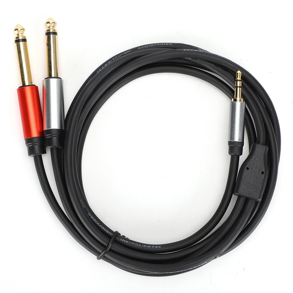 Audio Cable 2 in 1 1.8m 3.5mm to 6.35mm AntiCorrosion Double Splitter Phone Audio Wire