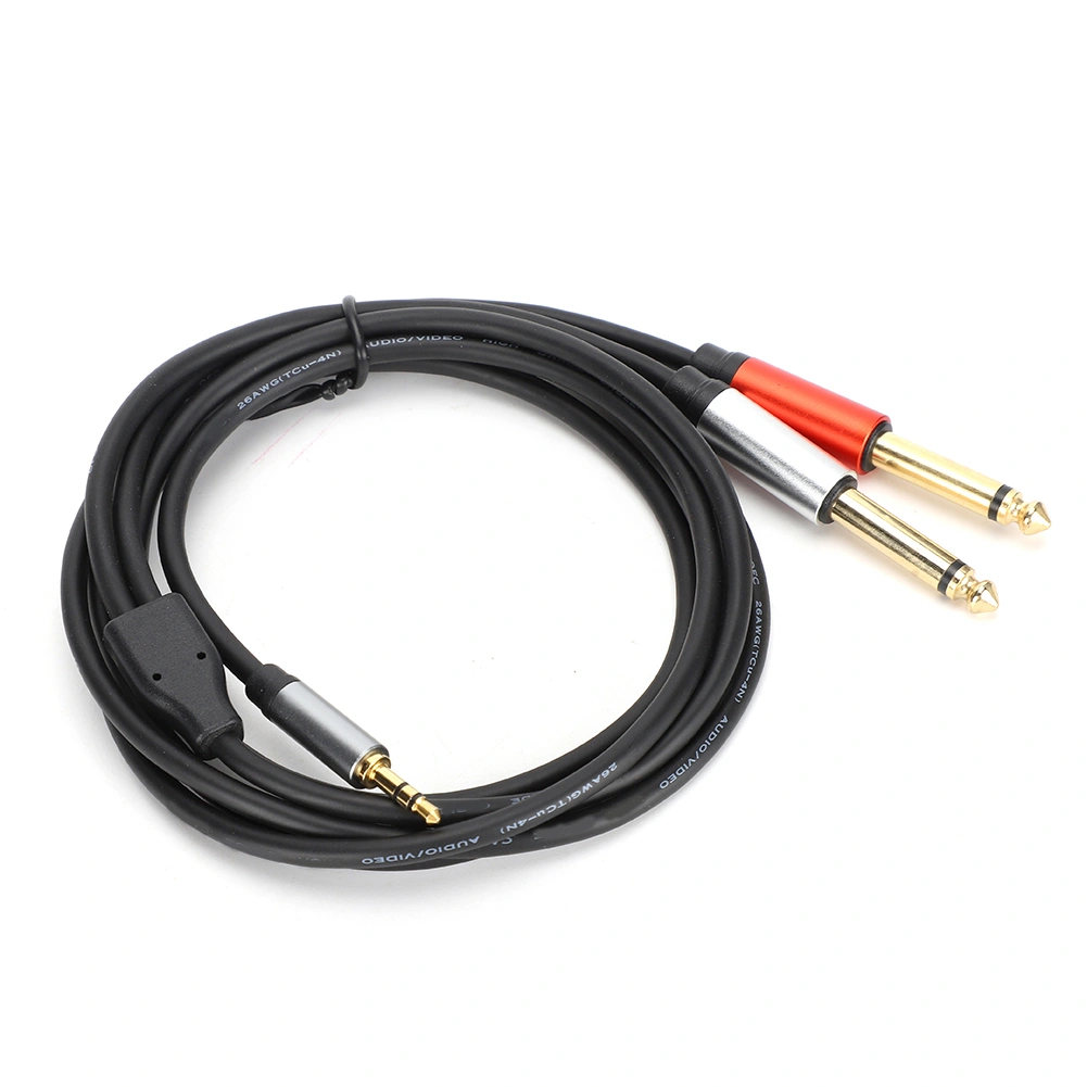 Audio Cable 2 in 1 1.8m 3.5mm to 6.35mm AntiCorrosion Double Splitter Phone Audio Wire
