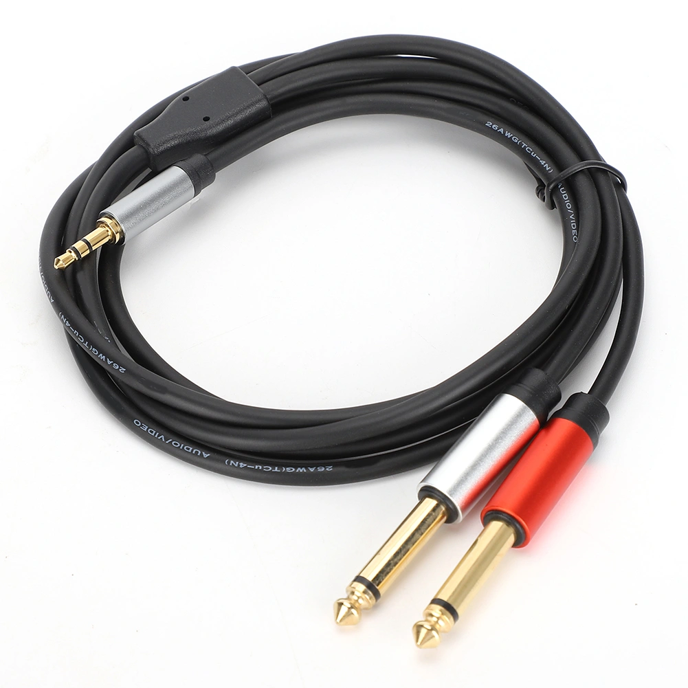 Audio Cable 2 in 1 1.8m 3.5mm to 6.35mm AntiCorrosion Double Splitter Phone Audio Wire