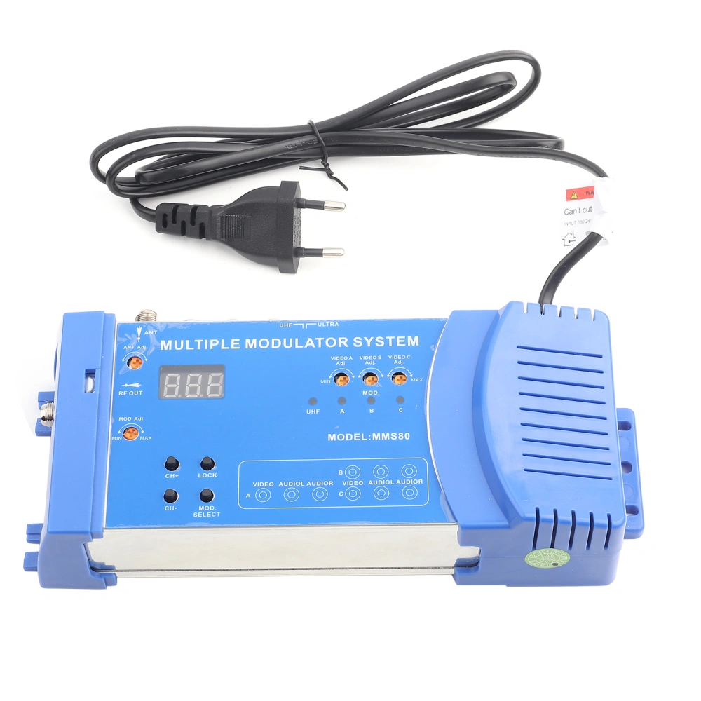 MMS80 Home Modulator Aluminium Alloy Multiple Modulation System UHF EU Plug 100‑240V