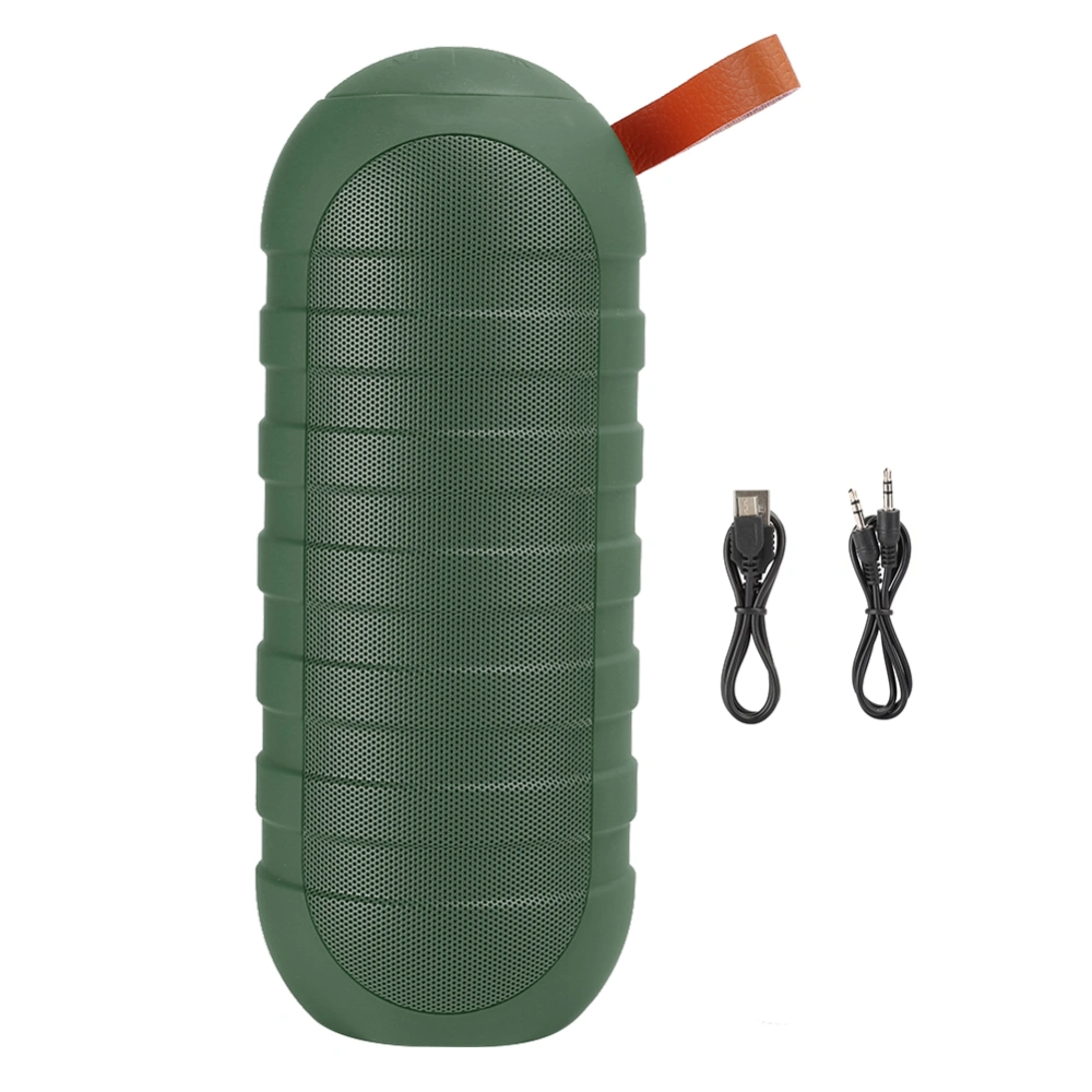 Outdoor Waterproof Bluetooth Speakers Stereo Subwoofer Portable Plug‑in with FlashlightsGreen