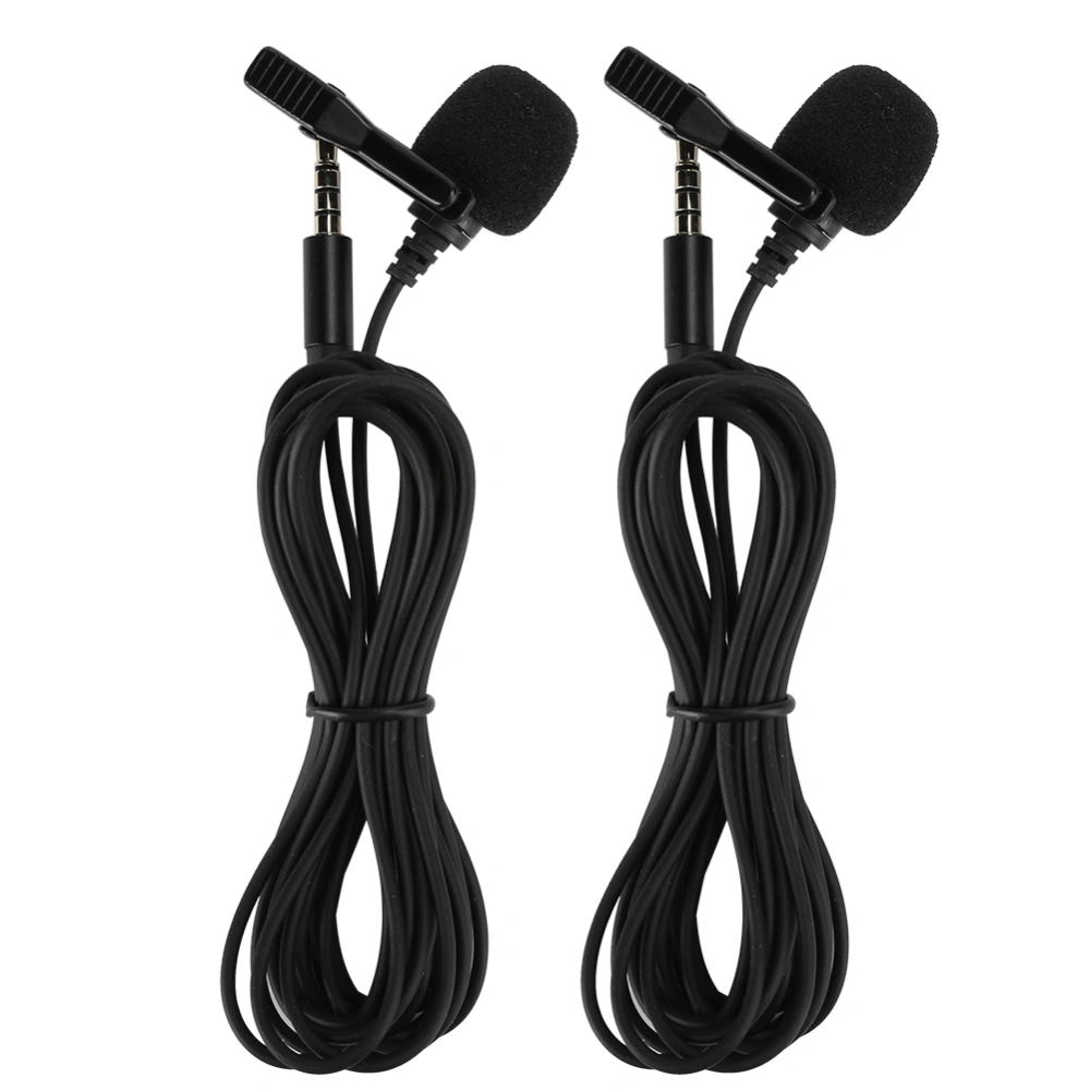 2PCS Mini 3.5mm Collar Clip Microphone Prevent Noise for Mobile Phone/PC Recording