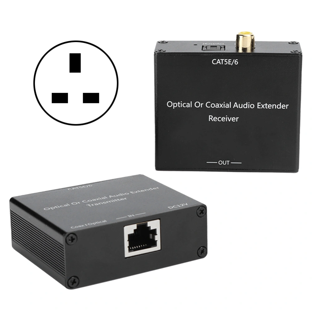 Digital Audio Extender Coaxial and Optical Fiber Converter for Cat5e/6 Cable Audio DecoderUK Plug