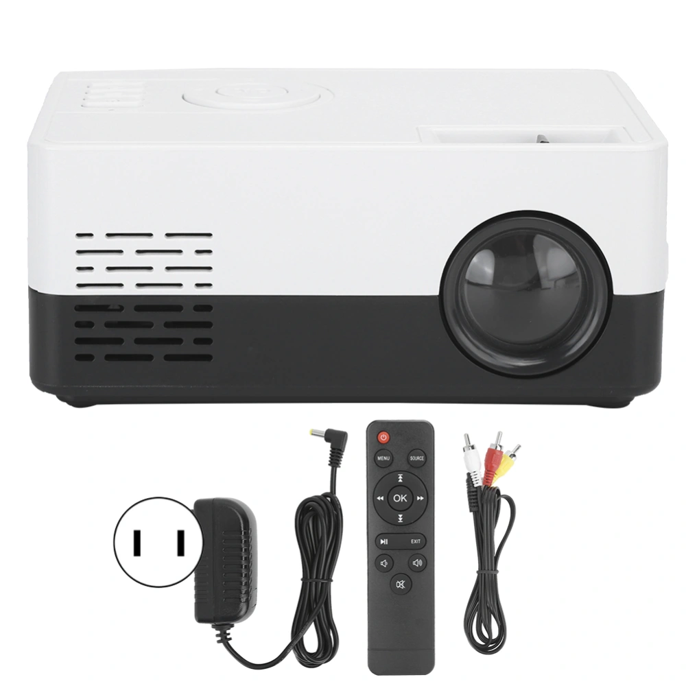 1080p Full High Definition Portable Mini Projector Smart Home Theater Black White 100‑240VUS Plug