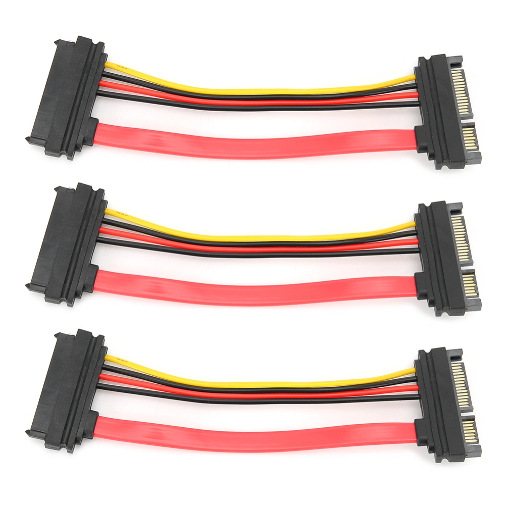 3PCS SATA 29P Female to SATA 22P Male Plastic Hard Disk Data Cable for Home Mobile Using