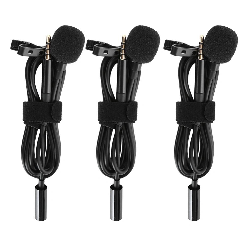 3Pcs 3.5mm 2 In 1 Mini Tie Clip Lavalier Microphone for Outdoor Interview Live Broadcast