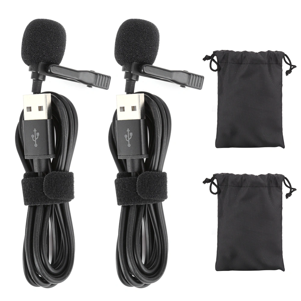 2Pcs Mini USB Microphone Compact Professional Wired Lapel Collar Clip for Interview