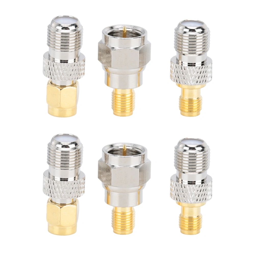 6Pcs 50 Ohms Impedance Pure Brass F Type to SMA Adapter with Strong Connectivity for Wi Fi Radio External Antennas