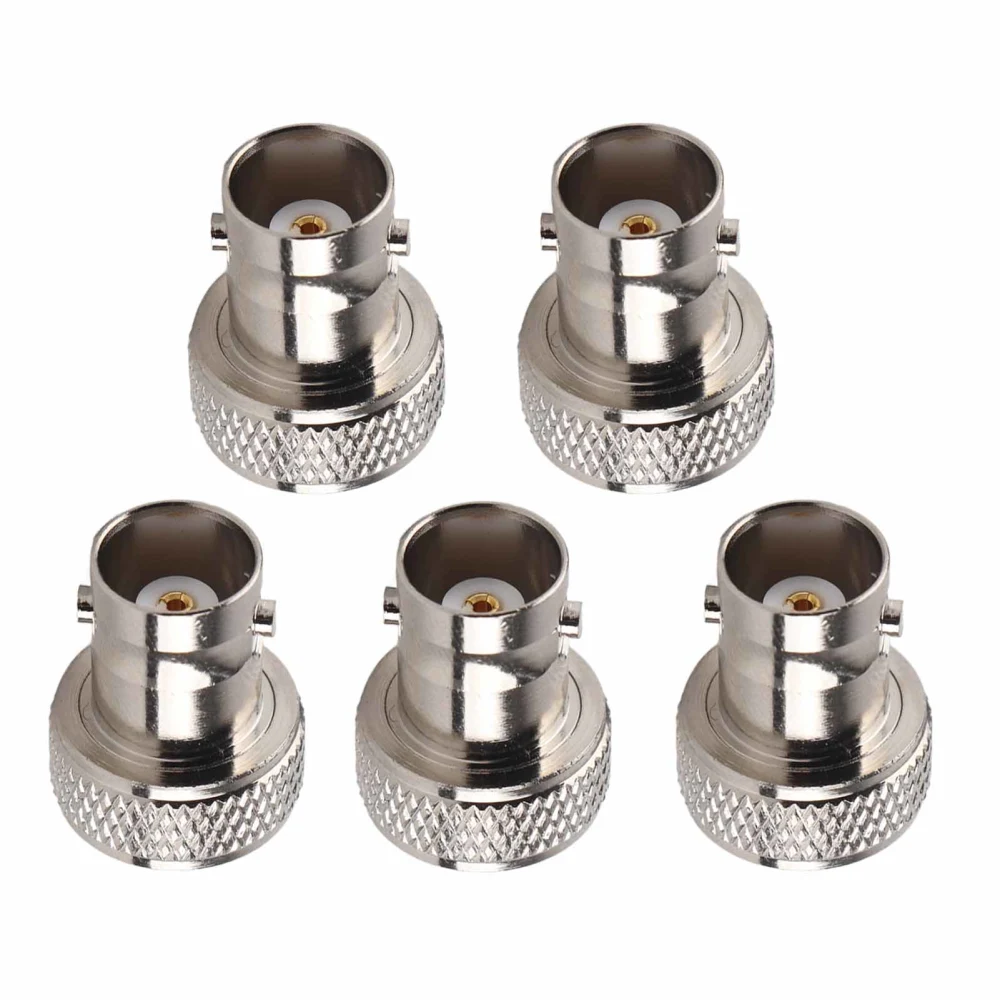 5 Pcs Coaxial Adapter Nickel Plated Brass Contact BNC Female to SMA Female RF Connector