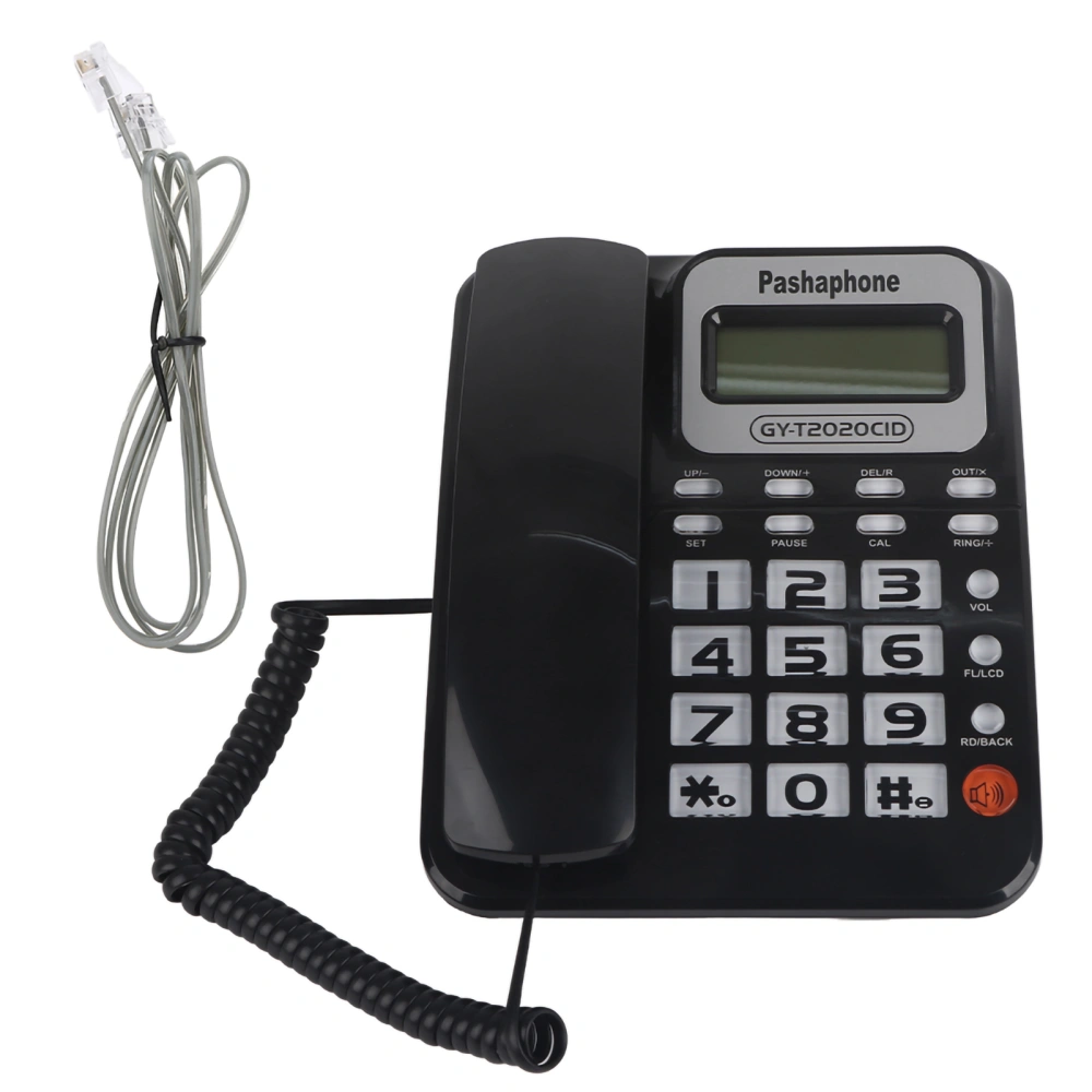 ABS GY T2020CID Wired Telephone with Speaker Caller ID Display Calculater(Black ) Noir