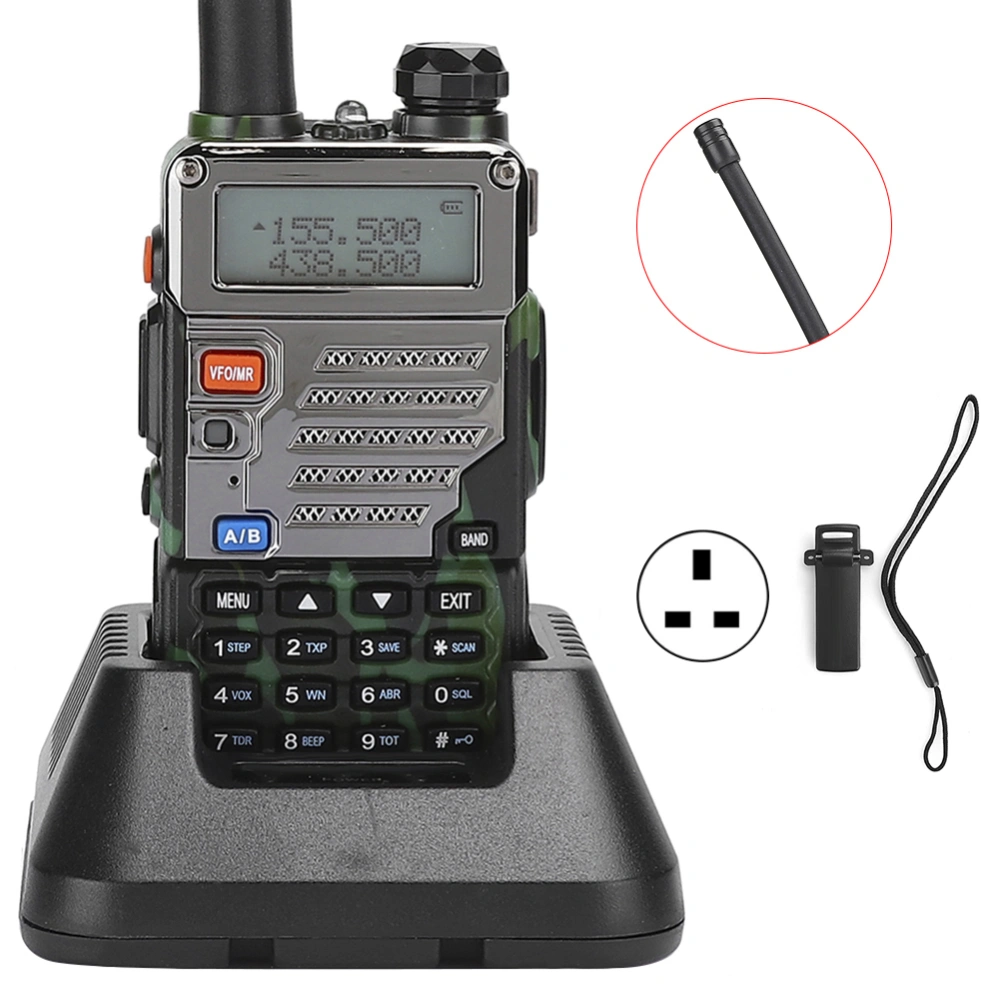 UV-5RE Camouflage Car Walkie Talkie Professional Dual Band Two Way Radio (100-240V)(UK )