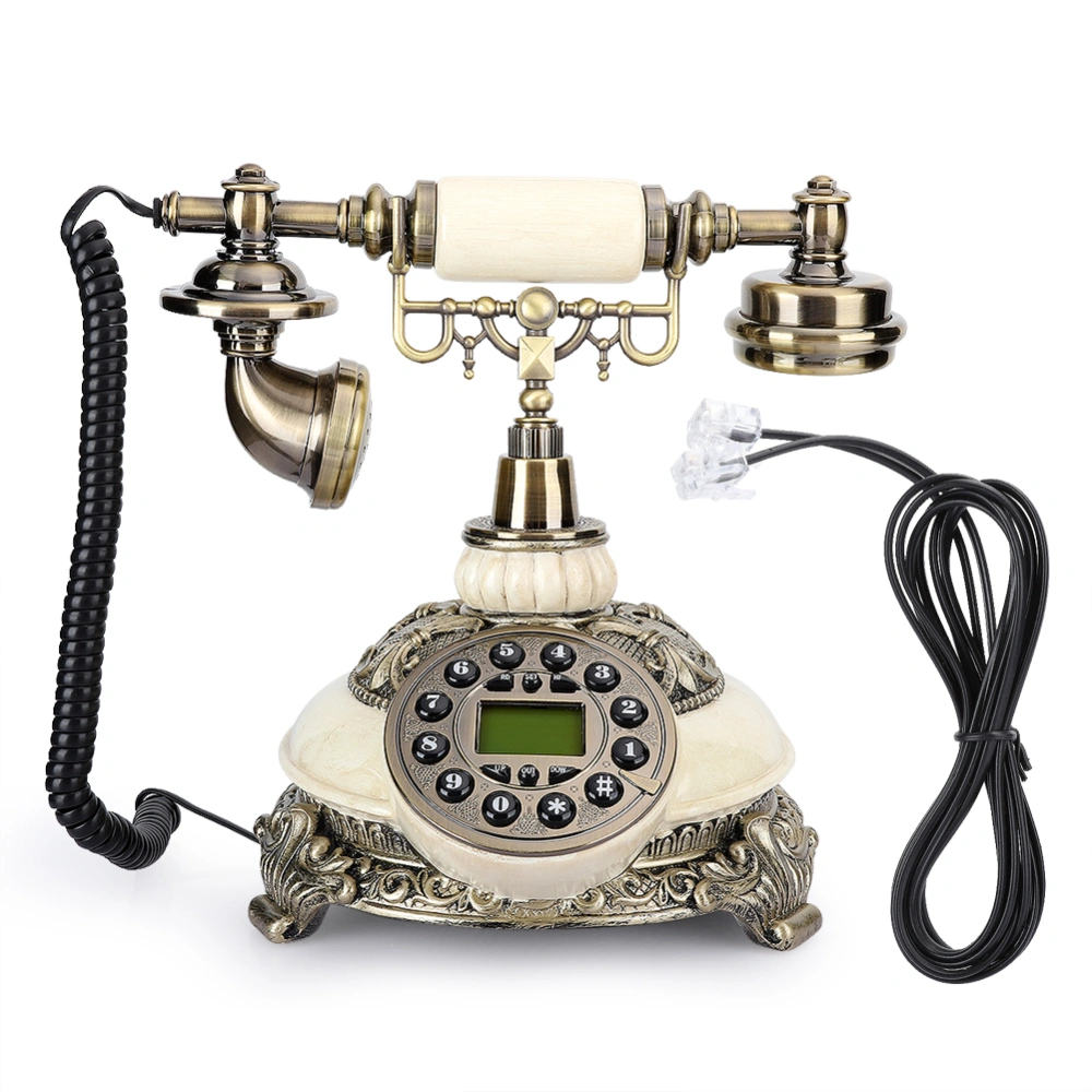 Resin White European Hands Free Bedroom Archaistic Vintage Caller Identification Telephone for Home Hotel Office