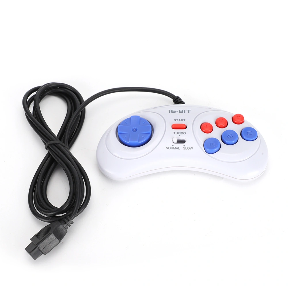 16Bit 9-Pin Mini Handheld Game Console Ergonomic Gaming Controller White for Sega