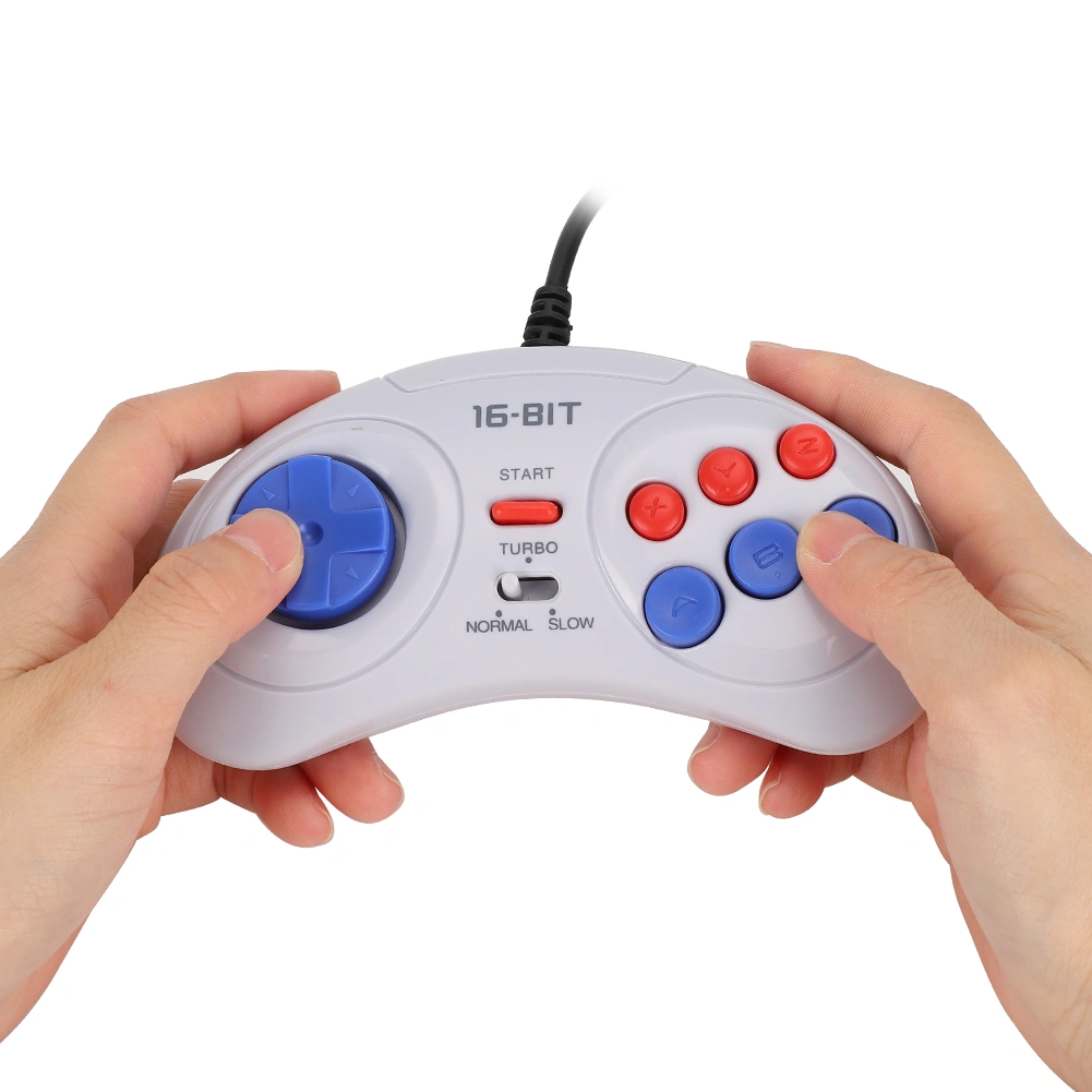 16Bit 9-Pin Mini Handheld Game Console Ergonomic Gaming Controller White for Sega