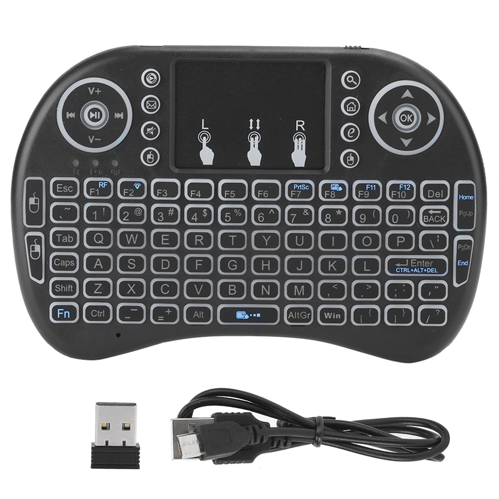 Mini RGB Seven Colors Backlight Flymouse 2.4G Small Wireless Keyboard with Touchpad