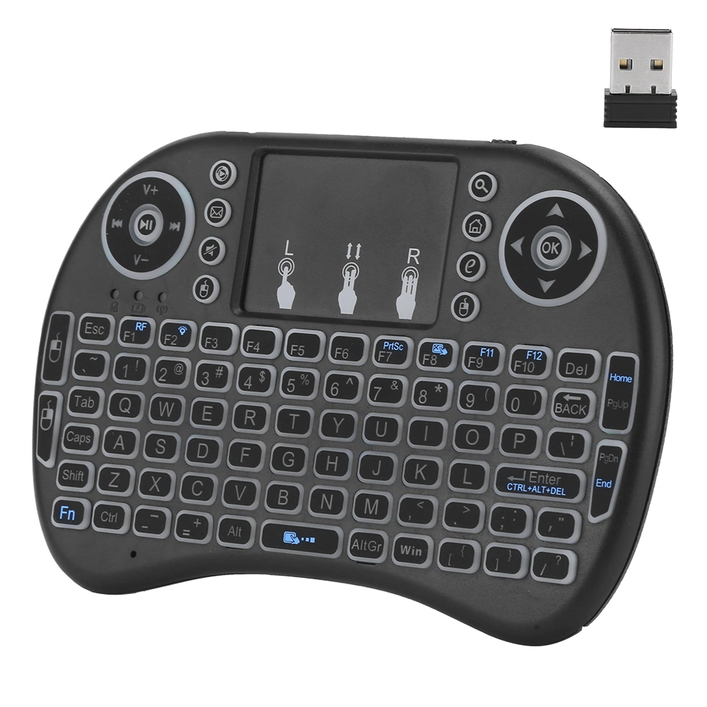 Mini RGB Seven Colors Backlight Flymouse 2.4G Small Wireless Keyboard with Touchpad