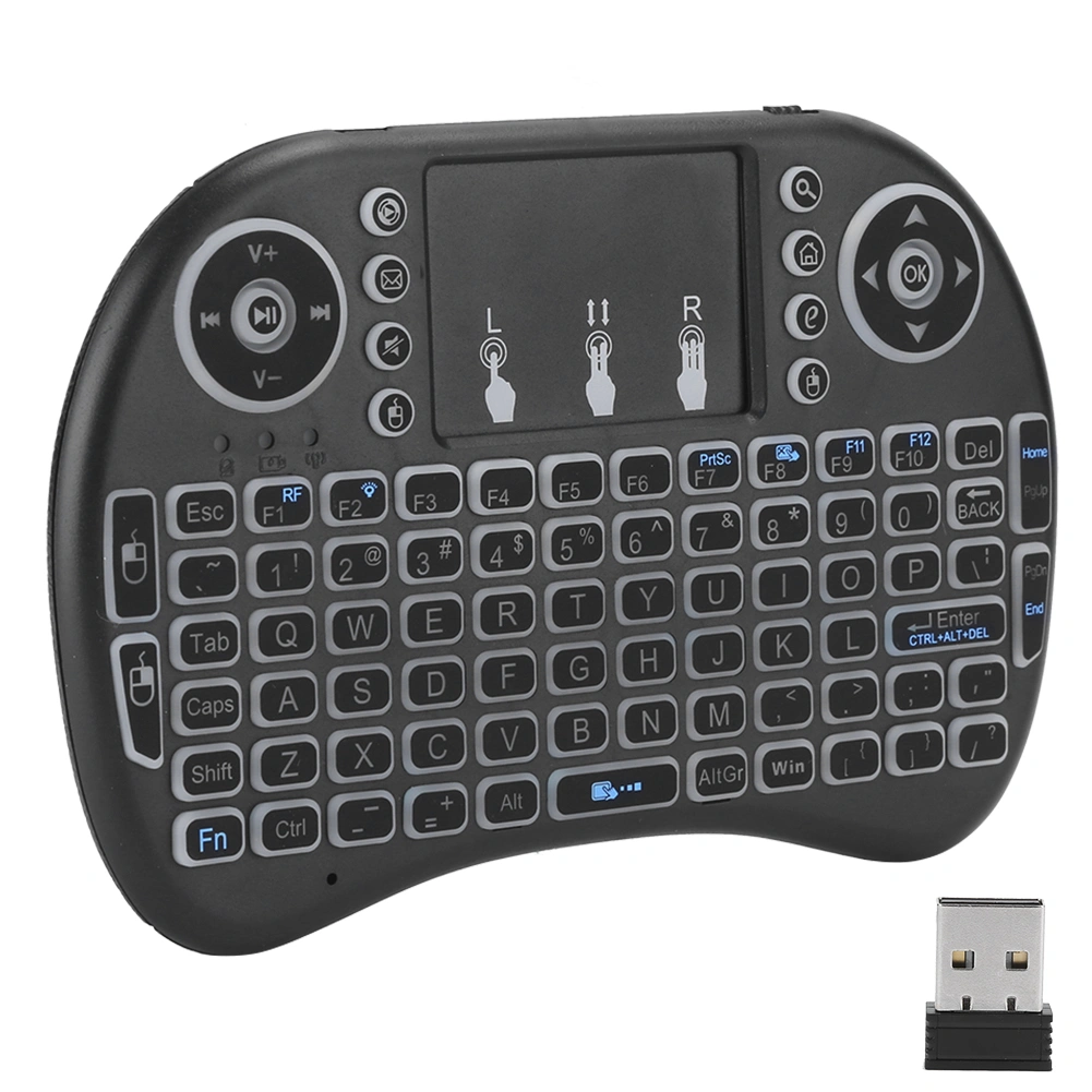 Mini RGB Seven Colors Backlight Flymouse 2.4G Small Wireless Keyboard with Touchpad