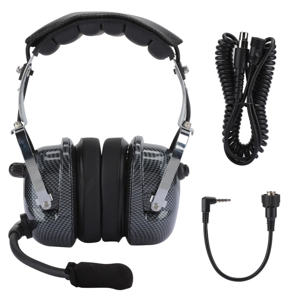 Black Head Mount Aviation Noise Reduction Headset Racing Noise Canceling Headphone for BAOFENG/MotorolaY Head