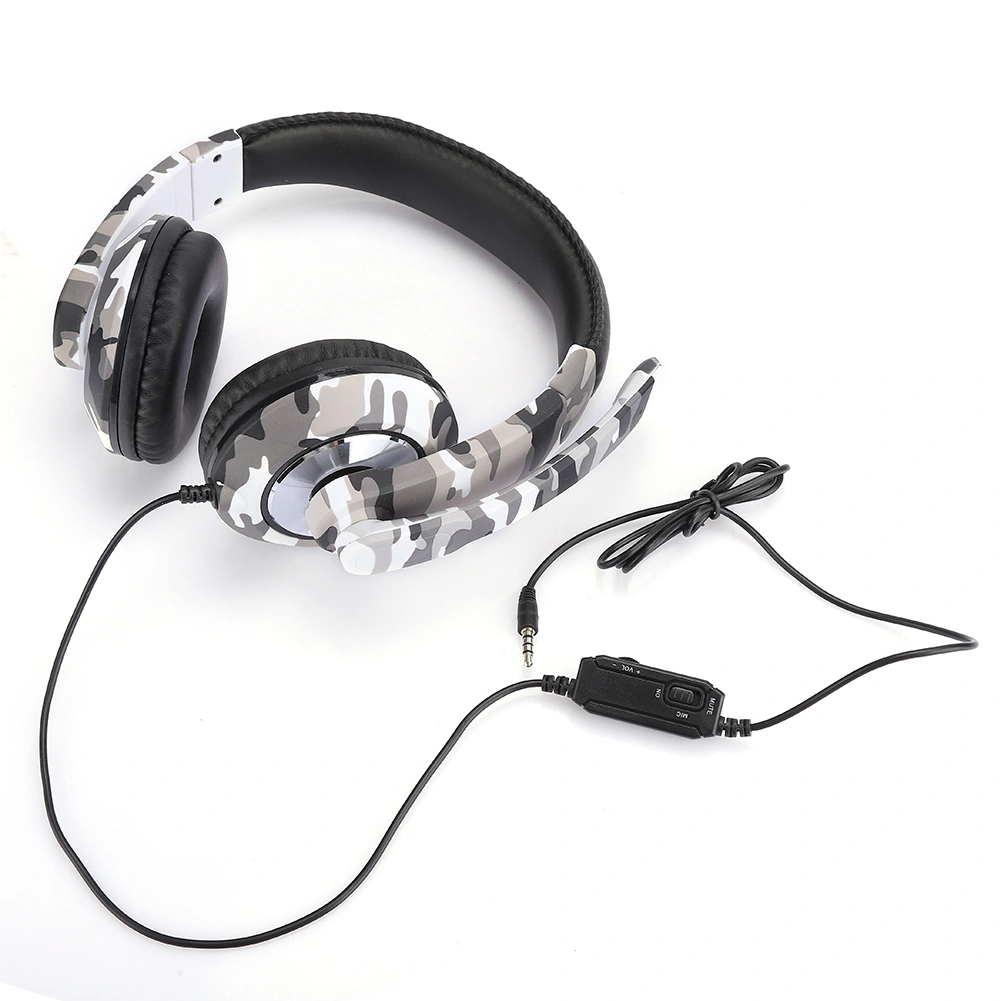 Head Mounted Phone Computer Gaming Headphone Headset for PS4 White Camouflage