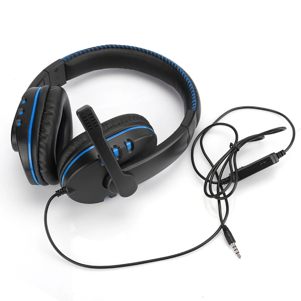 Head Mounted Computer Gaming Headphone Headset High Performance for PS4(bleu noir )