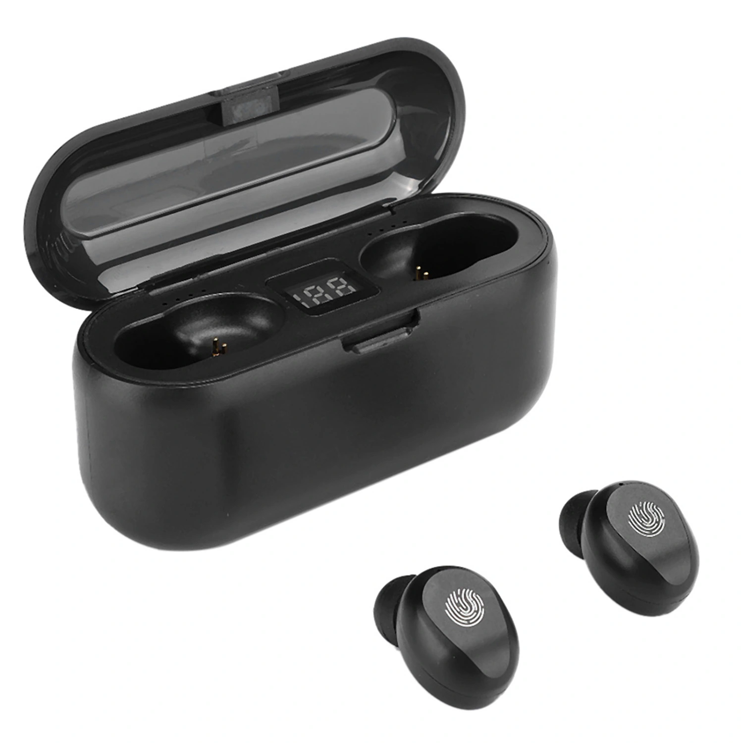 F9 Black ABS Home Office Wireless Headphone Touching Control Digital Display In Ear Stereo Earphone