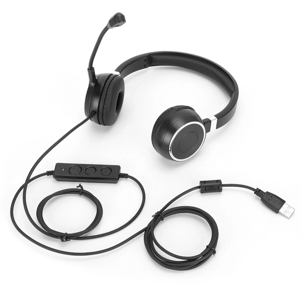 Telephone Traffic Earphone Service Communication Computer Headset USB Wire Control Clear Sound Quality Headphone