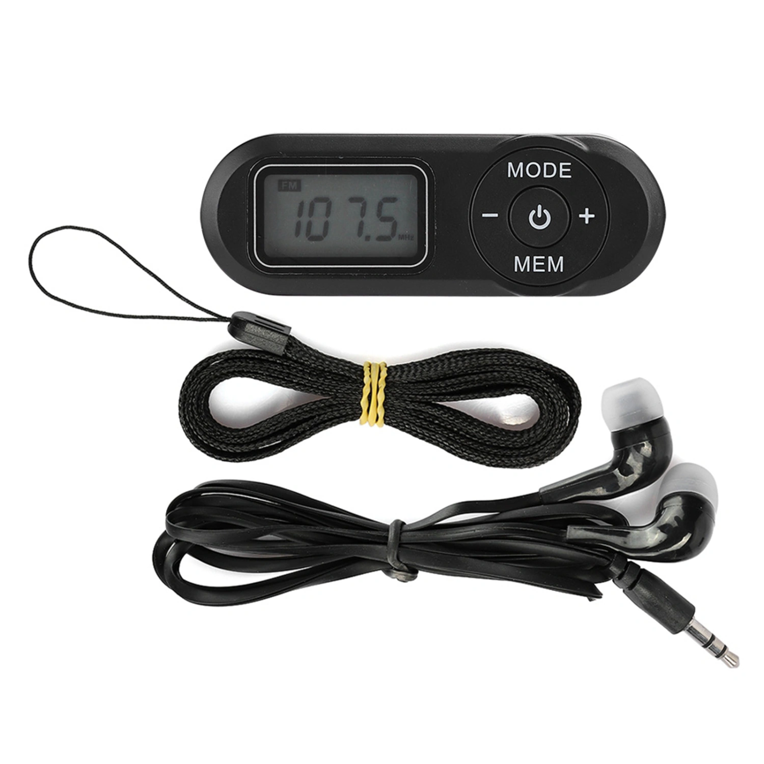 DSP Mini Portable 1.1inch LCD Digital FM Radio Music Player Black with Earphone