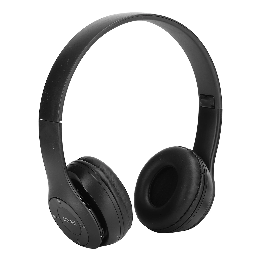 Bluetooth Wireless Headset Over Ear Foldable Stereo Sound Noise Reduction Earphones Game FM Music EarpieceBlack