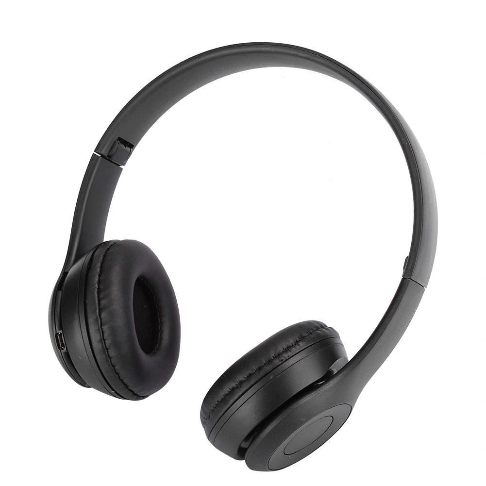 Bluetooth Wireless Headset Over Ear Foldable Stereo Sound Noise Reduction Earphones Game FM Music EarpieceBlack