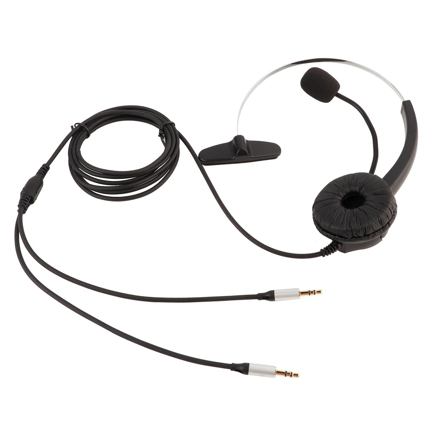 Call Center Headset with Microphone Hands-free Noise Cancelling Monaural Earpiece with 3.5mm Interface for Desk Telephone
