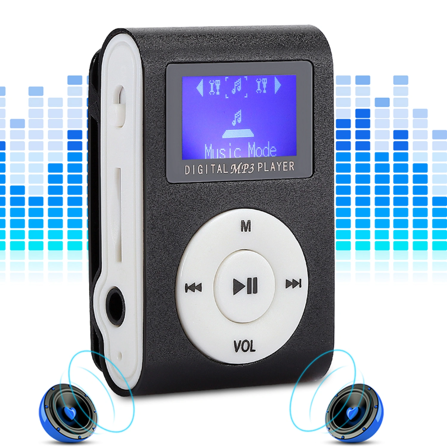 0.8inch LCD Screen Mini Portable MP3 Music Player Metal Mini Clip MP3 Support Memory Card with 3.5mm Earphone