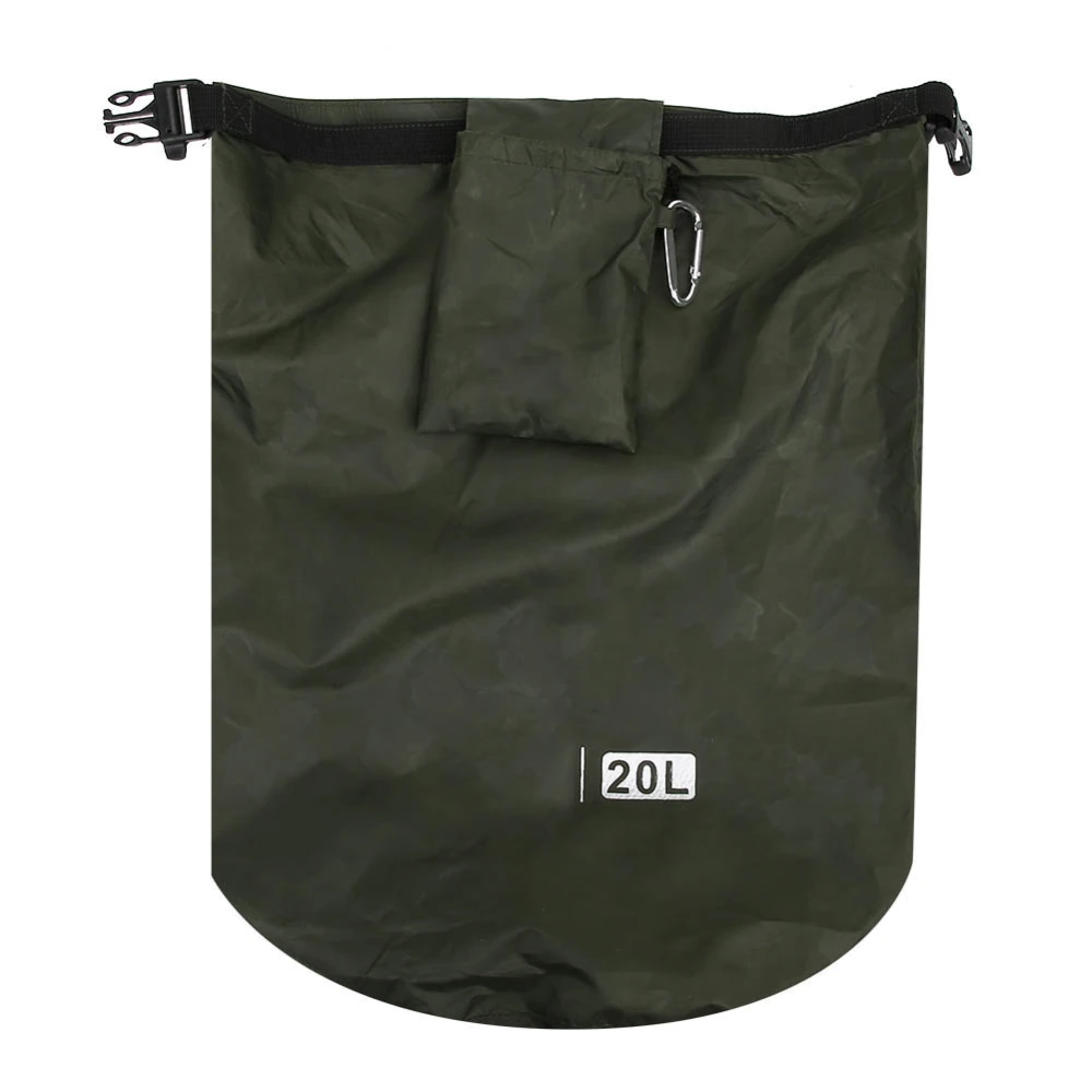 PVC Outdoor Foldable Waterproof Barrel Dry Bag Storage Carrying Bags Camping Hiking BeachMilitary Green