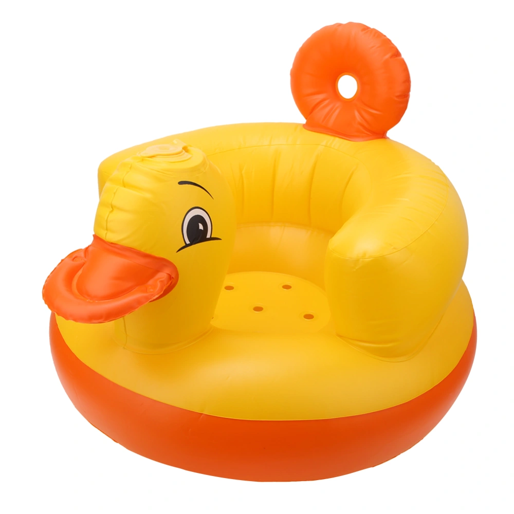 Yellow Duck Inflatable Baby Chair Sofa Baby Bath Stool Safety Back Seat 60KG Bearing CapacityRound Bottom