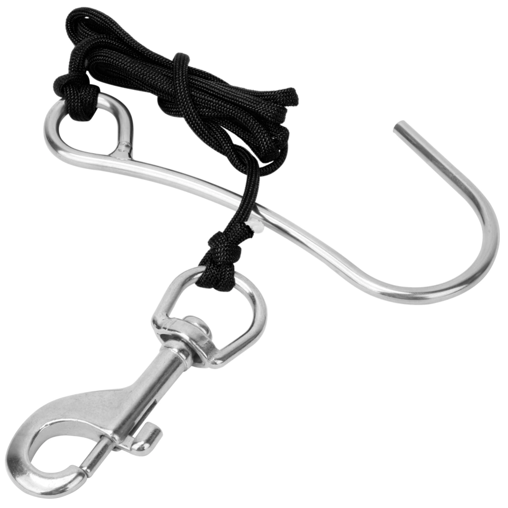 Scuba Diving Drift Hooks with Line Stainless Steel Clip Single Reef Hook Equipmentblack